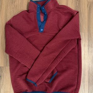 J. Crew Men's Maroon Turtleneck Sweater with Navy Trim